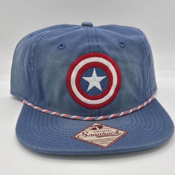 Marvel Bioworld Other - Marvel Captain America Adjustable‎ Snapback Hat Blue Red White Comics Superhero